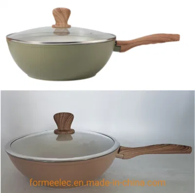 Sartén para saltear de mármol de utensilios de cocina de piedra Maifan 30cm 32cm no